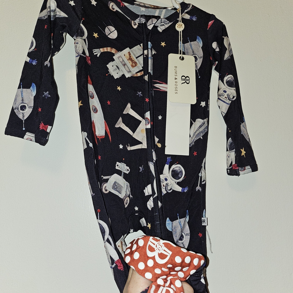 Black Space-Themed Kids Pajamas Bamboo